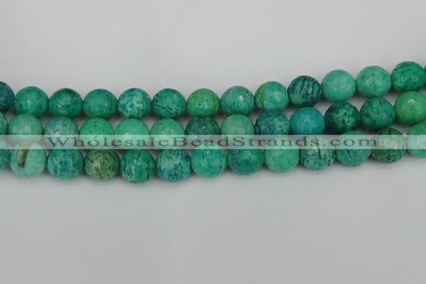 CAM1405 15.5 inches 14mm faceted round Russian amazonite beads