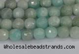 CAM1450 15.5 inches 4mm faceted round amazonite gemstone beads