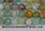 CAM1458 15.5 inches 4mm faceted round amazonite beads wholesale