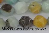 CAM1468 15.5 inches 10mm faceted nuggets black amazonite beads