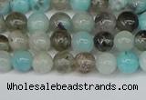 CAM1480 15.5 inches 4mm round Madagascar black amazonite beads