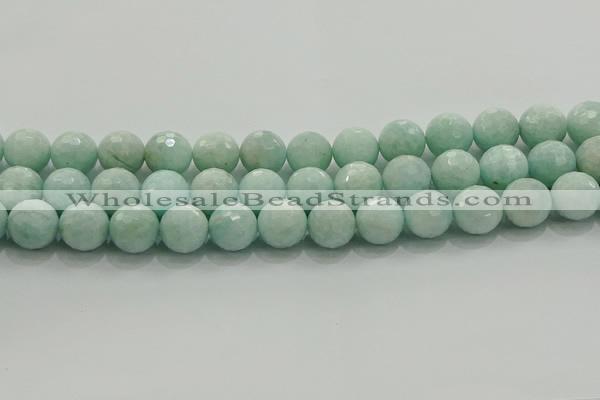 CAM1515 15.5 inches 14mm faceted round natural peru amazonite beads