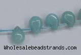 CAM154 8*12mm top-drilled flat teardrop amazonite gemstone beads