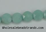 CAM155 15.5 inches 12mm faceted coin amazonite gemstone beads