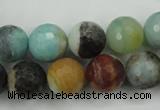 CAM165 15.5 inches 14mm faceted round amazonite gemstone beads