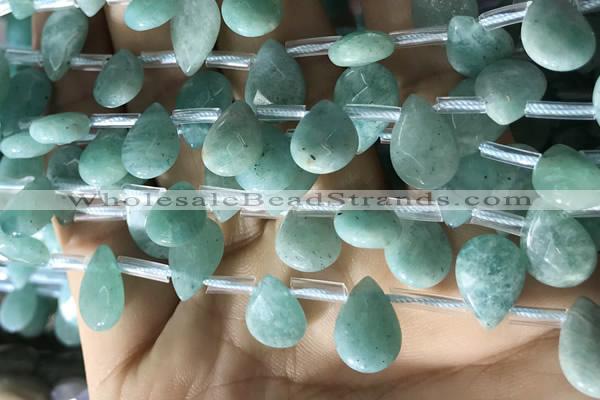 CAM1697 Top drilled 10*14mm faceted briolette amazonite beads