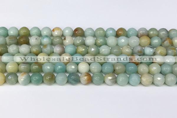 CAM1746 15.5 inches 8mm faceted round amazonite beads wholesale