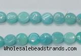 CAM300 15.5 inches 8mm flat round natural peru amazonite beads