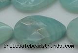 CAM365 15.5 inches 22*30mm faceted flat teardrop amazonite beads