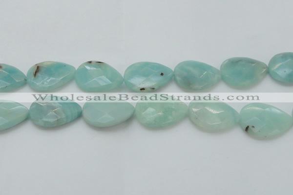 CAM365 15.5 inches 22*30mm faceted flat teardrop amazonite beads