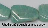 CAM415 22*30mm twisted rectangle natural russian amazonite beads