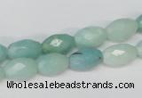 CAM604 15.5 inches 8*12mm faceted rice Chinese amazonite gemstone beads