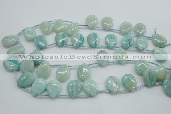 CAM652 Top-drilled 15*20mm flat teardrop amazonite beads