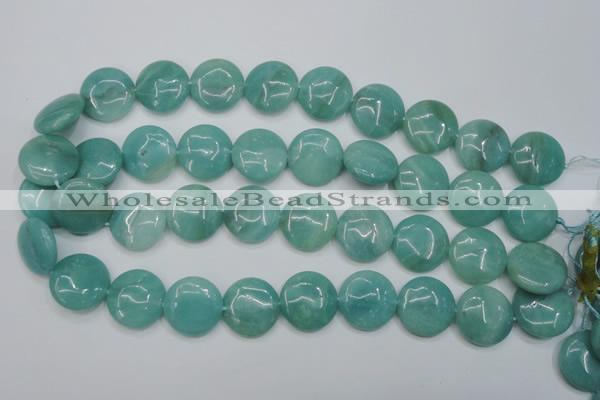 CAM919 15.5 inches 20mm flat round amazonite gemstone beads wholesale