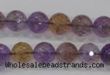 CAN11 15.5 inches 12mm faceted round natural ametrine gemstone beads