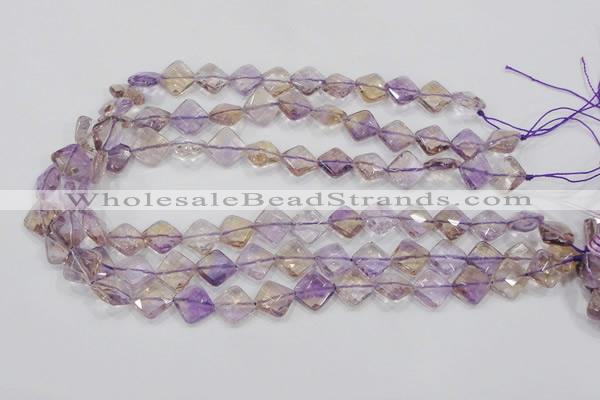 CAN34 15.5 inches 12*12mm faceted diamond natural ametrine beads