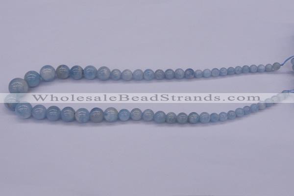 CAQ128 15.5 inches multi-size round natural aquamarine beads wholesale