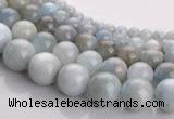 CAQ14 Multi sizes round natural aquamarine gemstone beads wholesale