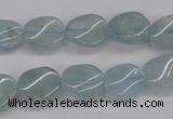 CAQ150 15.5 inches 10*12mm twisted oval natural aquamarine beads