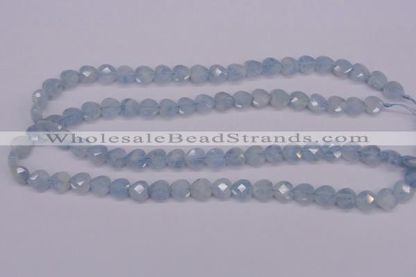 CAQ155 15.5 inches 10*10mm faceted heart natural aquamarine beads