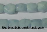 CAQ209 15.5 inches 10*14mm faceted nugget natural aquamarine beads