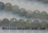 CAQ222 15 inches 6mm faceted round aquamarine beads wholesale