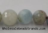 CAQ360 15.5 inches 7mm - 18mm faceted round natural aquamarine beads