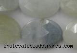 CAQ388 15.5 inches 22*30mm faceted oval natural aquamarine beads