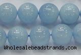 CAQ50 15.5 inches 14mm round natural aquamarine gemstone beads