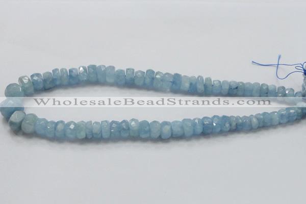 CAQ51 15.5 inches 6*12mm faceted rondelle natural aquamarine beads