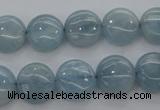 CAQ68 15.5 inches 12*12mm flat round natural aquamarine beads wholesale