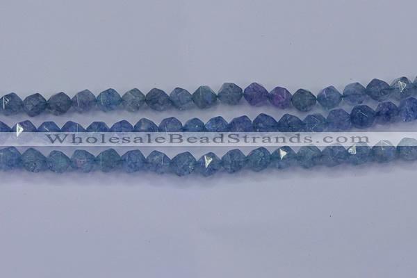 CAQ773 15.5 inches 10mm faceted nuggets imitation aquamarine beads