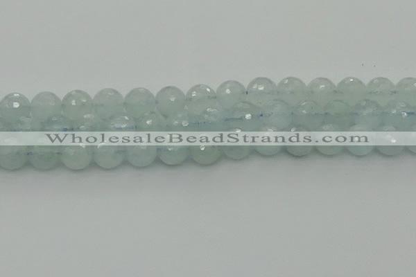 CAQ822 15.5 inches 10mm faceted round aquamarine beads wholesale