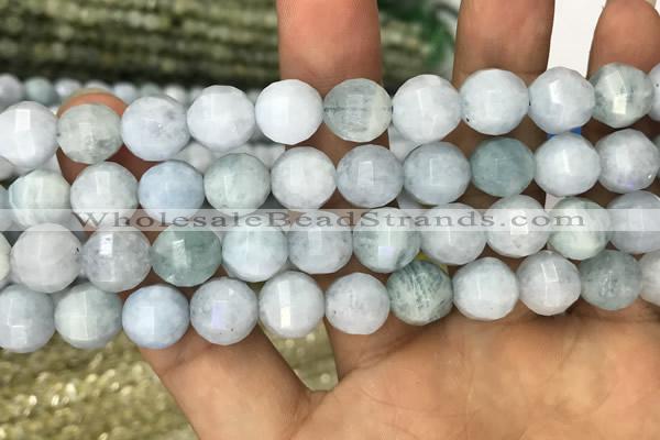 CAQ827 15.5 inches 10mm faceted round natural aquamarine beads