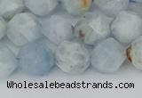 CAQ833 15.5 inches 10mm faceted nuggets aquamarine beads