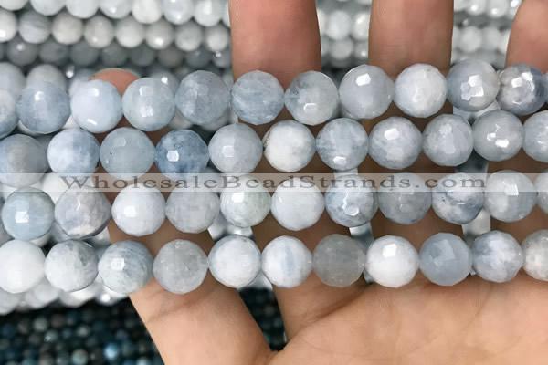 CAQ850 15.5 inches 10mm faceted round aquamarine beads wholesale