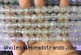 CAQ876 15.5 inches 8mm faceted round aquamarine gemstone beads