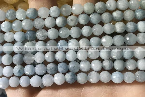 CAQ901 15.5 inches 6mm faceted round aquamarine beads