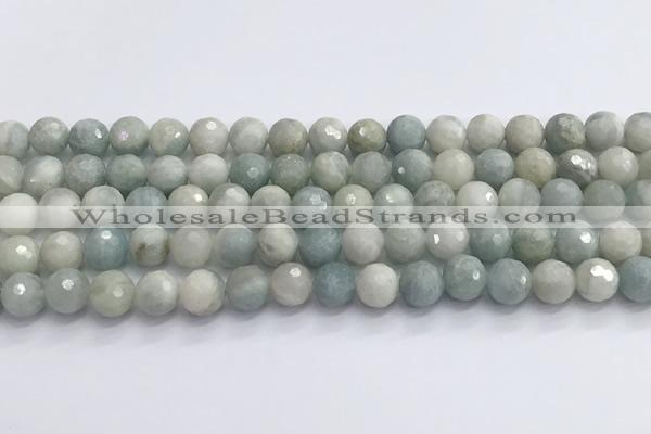 CAQ913 15.5 inches 10mm faceted round aquamarine beads wholesale