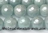 CAQ927 15 inches 8mm faceted round AB-color imitation aquamarine agate beads