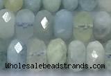 CAQ954 15 inches 6*8mm faceted rondelle aquamarine beads