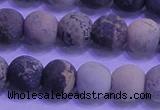 CAR63 15.5 inches 10mm round matte yellow artistic jasper beads