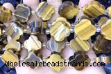 CARV09 15 inches 17mm – 18mm carved flower yellow tiger eye beads