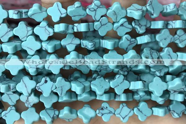 CARV17 15 inches 8mm carved flower synthetic turquoise beads