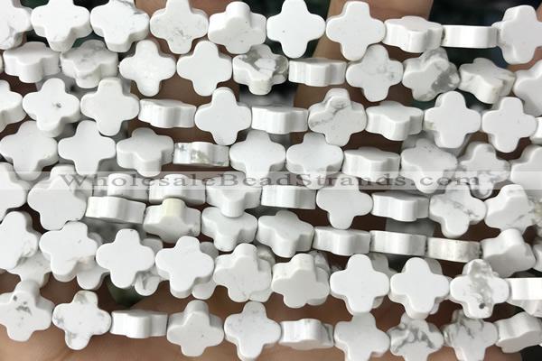 CARV19 15 inches 8mm carved flower white howlite beads