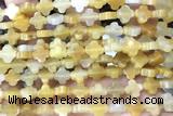 CARV30 15 inches 8mm carved flower yellow jade gemstone beads