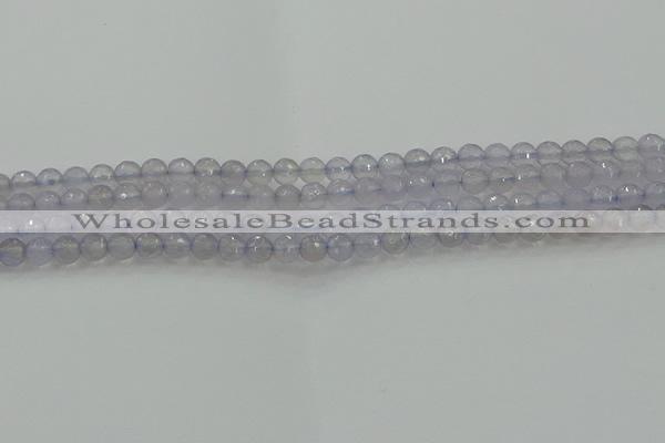 CBC435 15.5 inches 6mm faceted round purple chalcedony beads