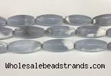 CBC783 15.5 inches 18*45mm rice blue chalcedony beads