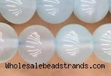 CBC810 15.5 inches 8mm round blue chalcedony gemstone beads