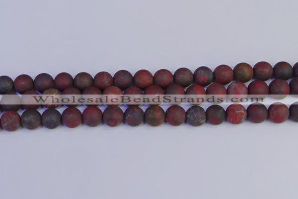 CBD364 15.5 inches 12mm round matte poppy jasper beads wholesale